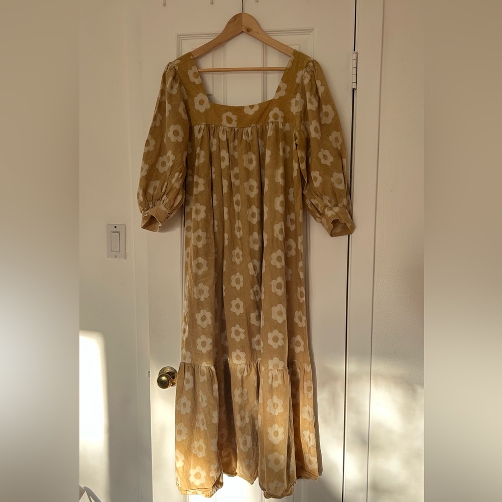Christy Dawn Mustard Floral Long Sleeve Maxi Dress - Picture 2 of 4